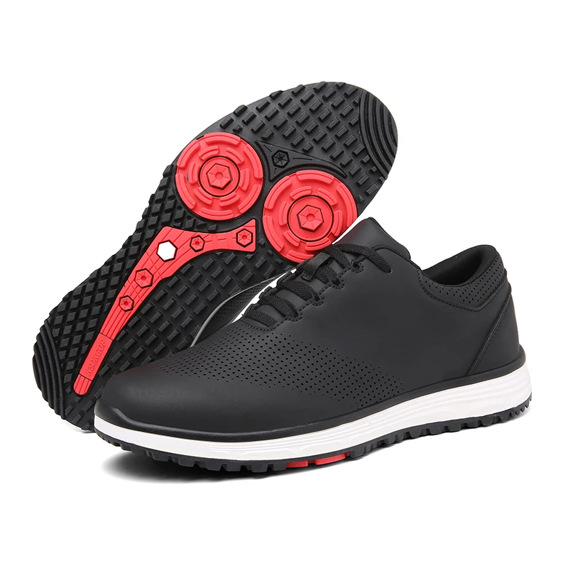 Cross border golf shoes with fixed nails, waterproof and non slip leather, men's outdoor golf training shoes, size 48