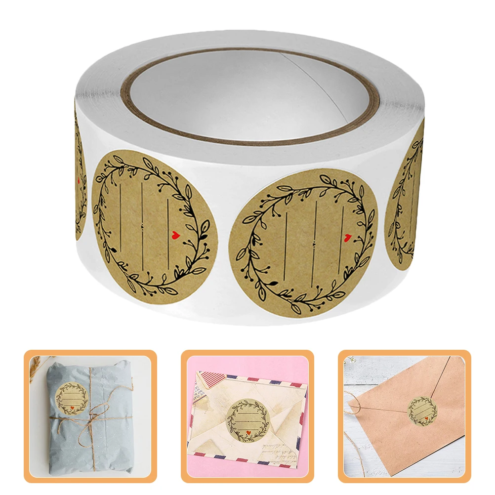 

Removable Self-adhesive Label Stickers Hand Made Sealing Kraft Paper Labels Decorative