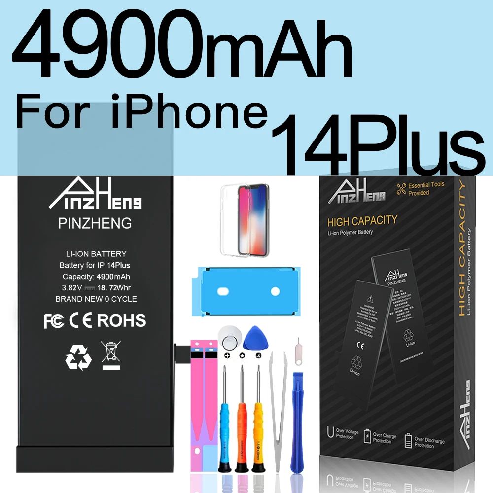PINZHENG Real Hoge Capaciteit Batterij Voor iPhone 14 15 14 Pro 15 Pro 14 Pro Max 15 Pro Max 14 Plus 15 Plus Vervangende Batterijen