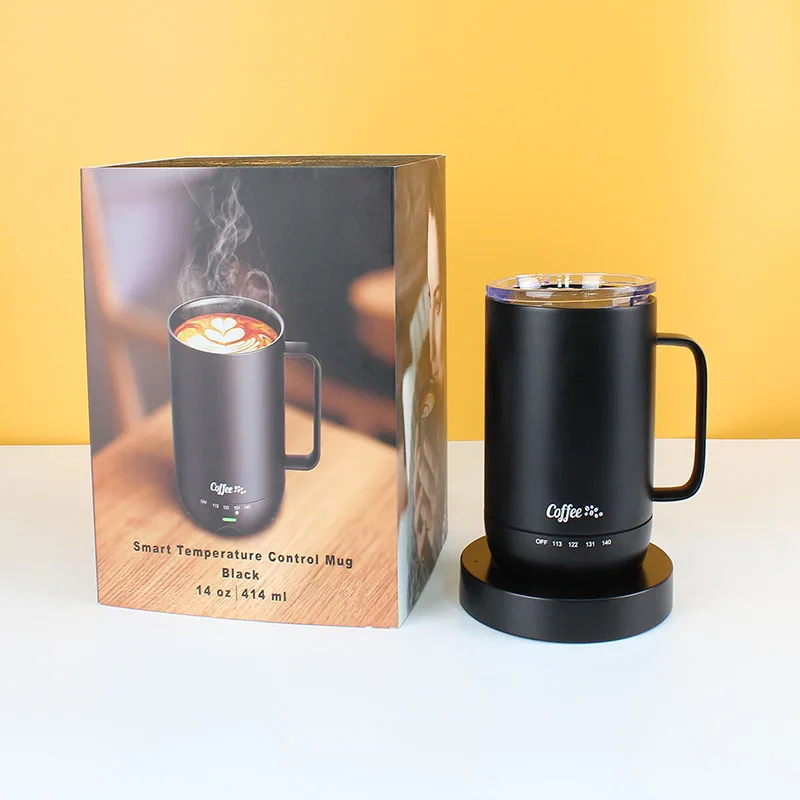 

Temperature Control Smart Black Mug 4hr Battery Life 14oz Heated Coffee Mug Smart Temperature Control Ceramic Coffee Mug