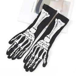 Guanti cosplay unisex per adulti Guanti scheletro a forma di mano con teschio spettrale Guanti a dita intere per Halloween per accessori per feste