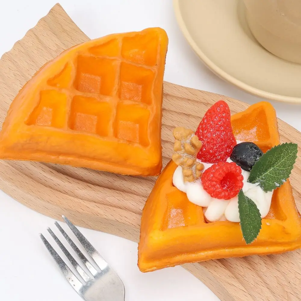 Hand Relax Simulation Bread Squeeze Toy Slow Rebound Food Shape Waffle Bread Squeeze Toy Soft Triangular Sensory Fidget Toy