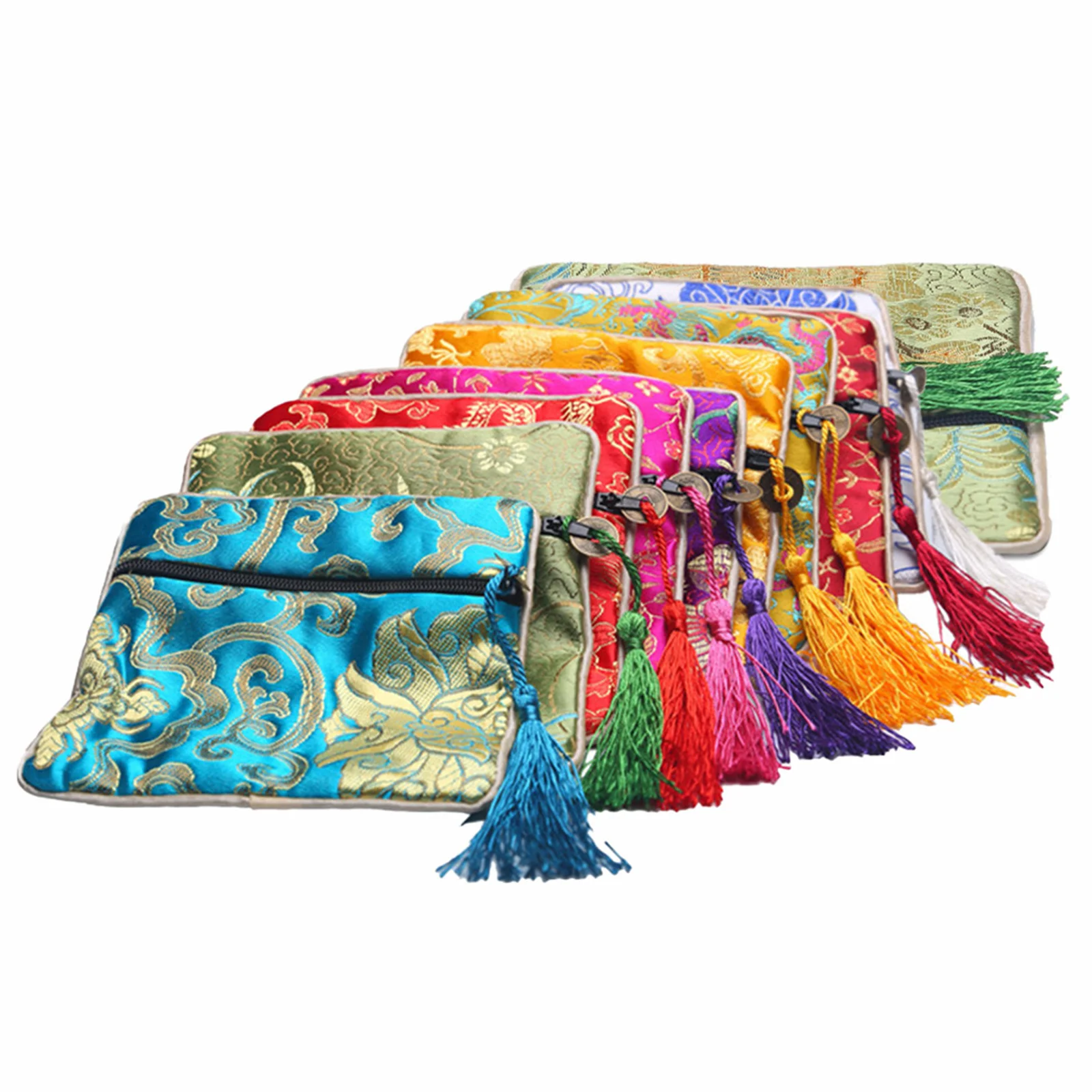 

10 шт., сумка для ювелирных изделий в китайском стиле, парчовая подарочная сумка для свадьбы, ювелирные изделия, браслет, серьги, ожерелье, сумка