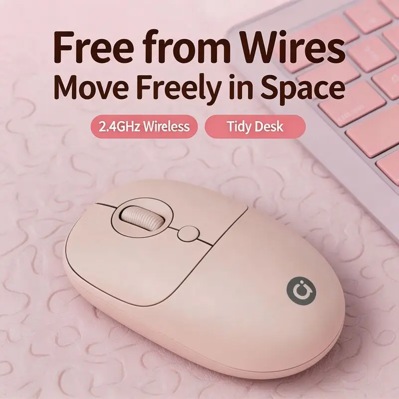 High Aesthetic Wireless 2.4G Silent Mini Office Mouse Anti Slip Scroll Wheel Lightweight Intelligent Power Saving DPI800-1600 PC