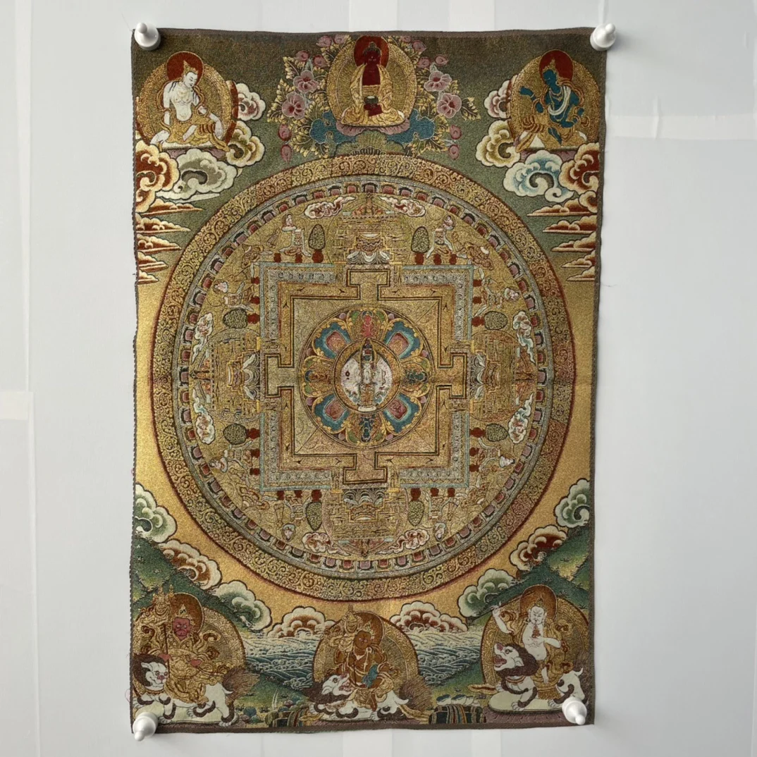 Tibetan Temple Collection Thangka silk Embroidery brocade Mandala Buddha Wheel 1000 arm Guanyin Buddha Thangka