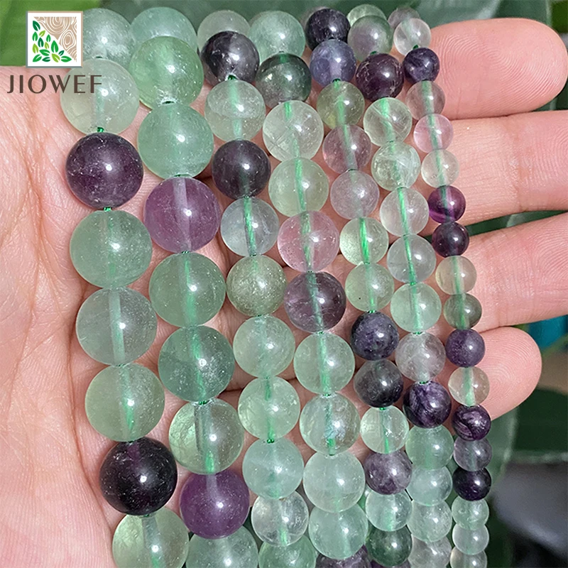 Natural Green Fluorite Stone Round Loose Beads DIY Bracelets Earrings Necklace For Jewelry Making 15'' Strand 4/6/8/10/12mm