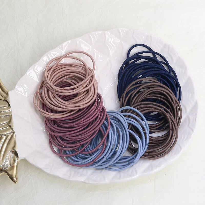 100 Teile/satz Haargummis Elastische Gummibänder für Frauen Männer Dünne Haar Gummibänder Pferdeschwanz Scrunchies Haar Zubehör für Frauen – Detail 5