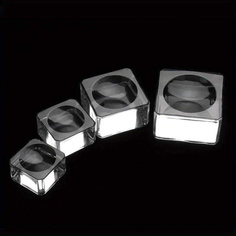 正方形クリスタルガラスガスケットつけまつげスタンドグルーパッド4サイズグルーホルダーつけまつげ接着剤パレットペーストグルーパッドメイクアップツール