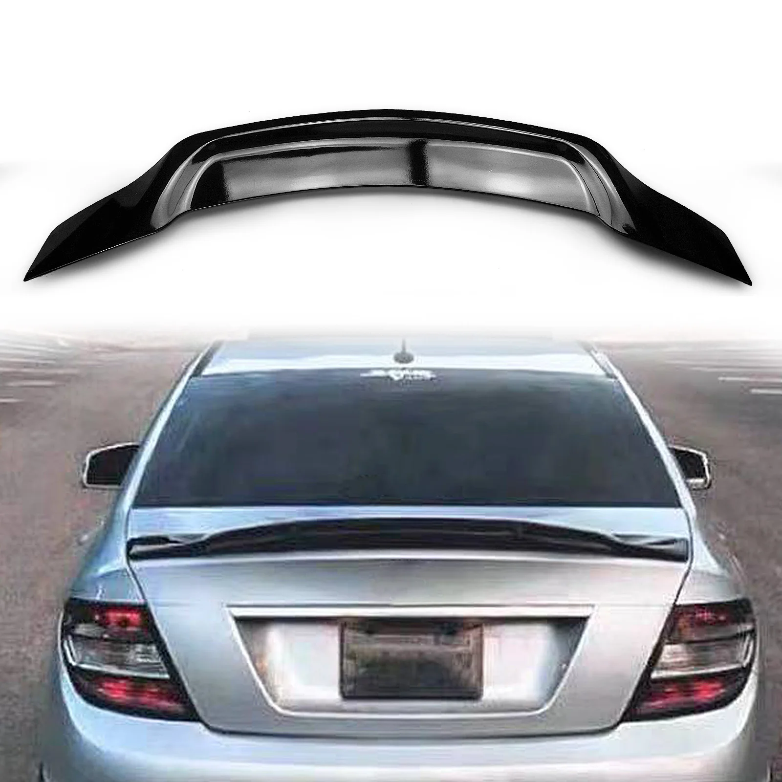 

R Style Rear Trunk Lid Spoiler Wing Lip Splitter For Mercedes Benz W204 C Class 4 Door 2008-14 C200 C250 C300 C350 C63 AMG Sedan