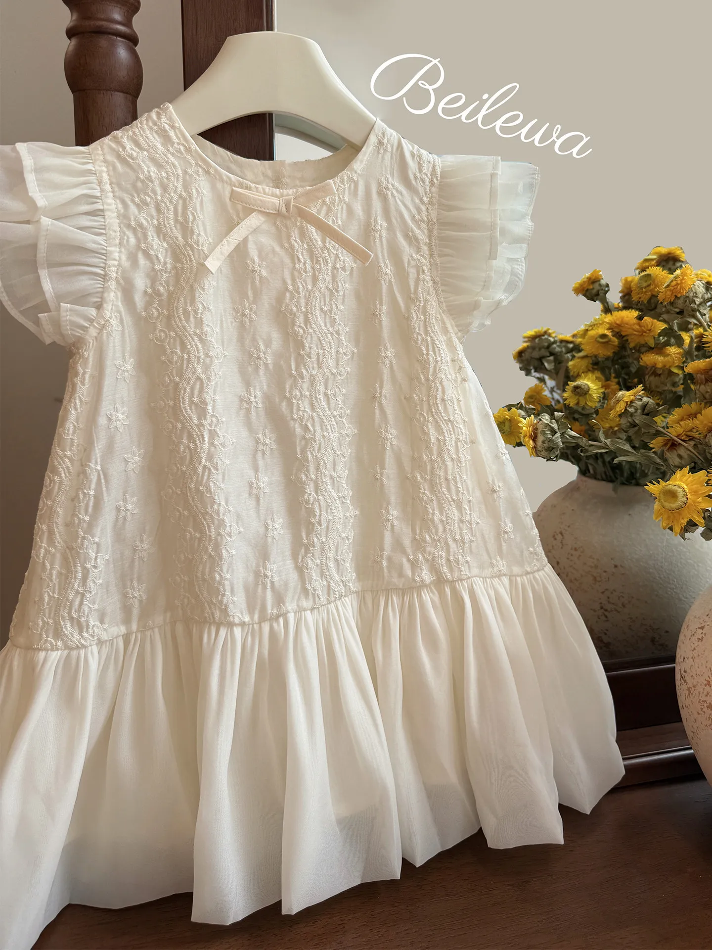 Baby Clothing Yarn - 夏の新作ガールズファッションレース刺繍糸スカート、ベビーガールズエレガントドレス子供用スカート子供服