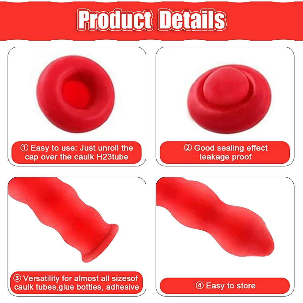 10-50pcs Caulking Gun Nozzles Cap Red Caulk Saving Cap Caulk Sealer Saver Open Caulking Tube for Sealing and Preserving Tools