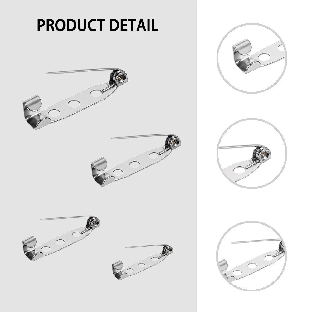 60/80/100pcs New Metal Bar Pins 15/20/25/32/38/45mm Silver Brooch Clasp Pins DIY Craft Name Tags Pins Sewing Accessories