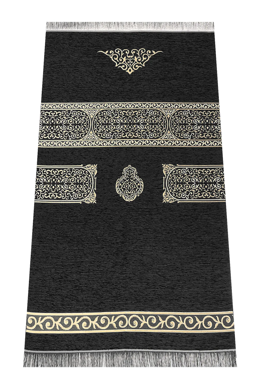 Kaaba Patterned Chenille Prayer Mat Black Muslim Islam Sheet Prayer Mat Holy Quraan Islamic Mats