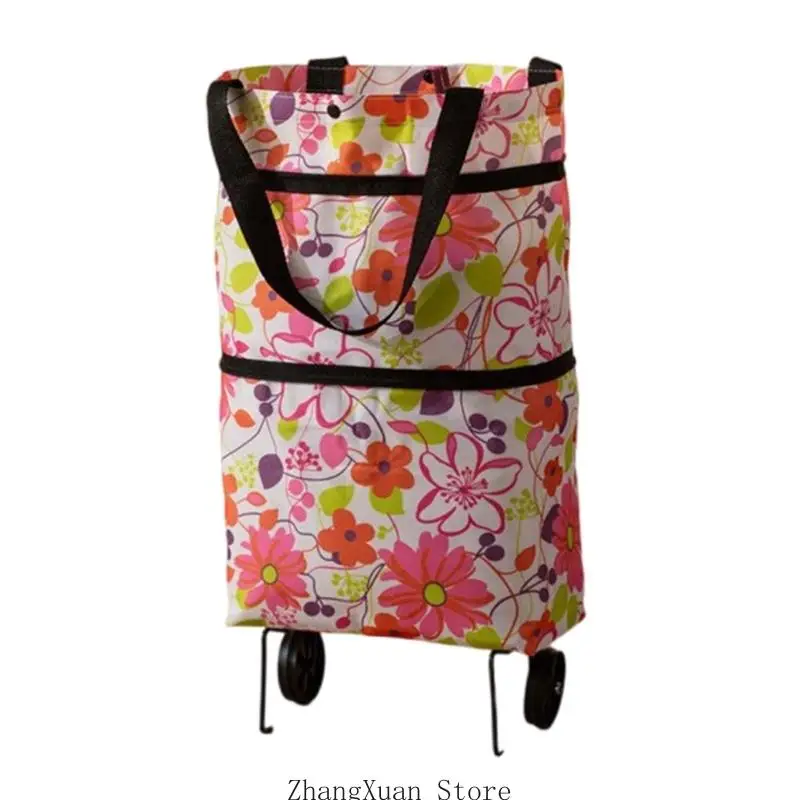 Rolltasche mit großem Fassungsvermögen, faltbare Einkaufswagenträger mit Rollenunterstützung für Marktausflüge und – Detail 9