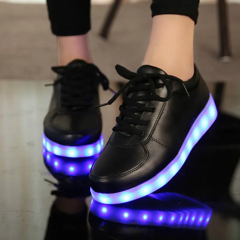 Comemore 2022 Adult Unisex Womens Mens Kid Luminous Sneakers Glowing USB Charge Boys LED Colorful Light-up Shoes Girls Footwear