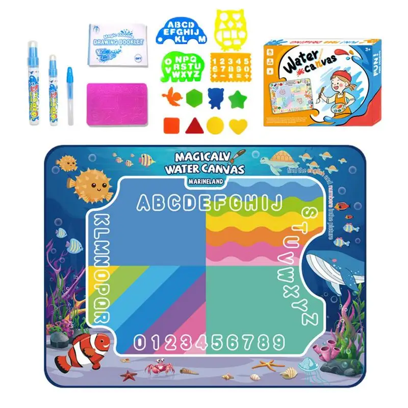 Tapete de garabatos de agua reutilizable, tablero de pintura para colorear, juguetes de aprendizaje, tapete de escritura Extra Grande para niños de 3 a 5 años, vacaciones