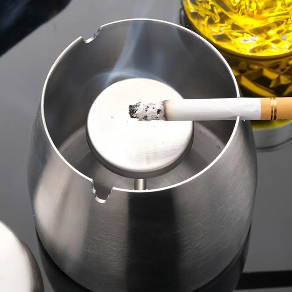 Office Ashtray U-groove Stainless Steel Detachable Ash Holder Lid Creative Funnel Windproof Car Ashtray Cup Home Decor Cinzeiro