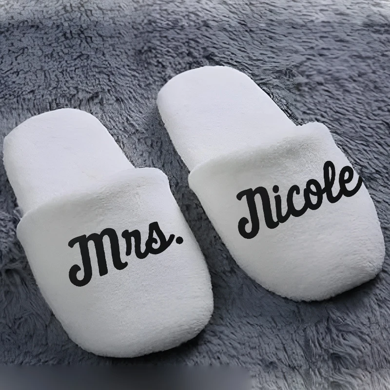 

Personalized Wedding Slippers White Bridal Slippers for Wedding Bridesmaid Slippers Bridal Shower Gifts Bachelorette Party Gifts