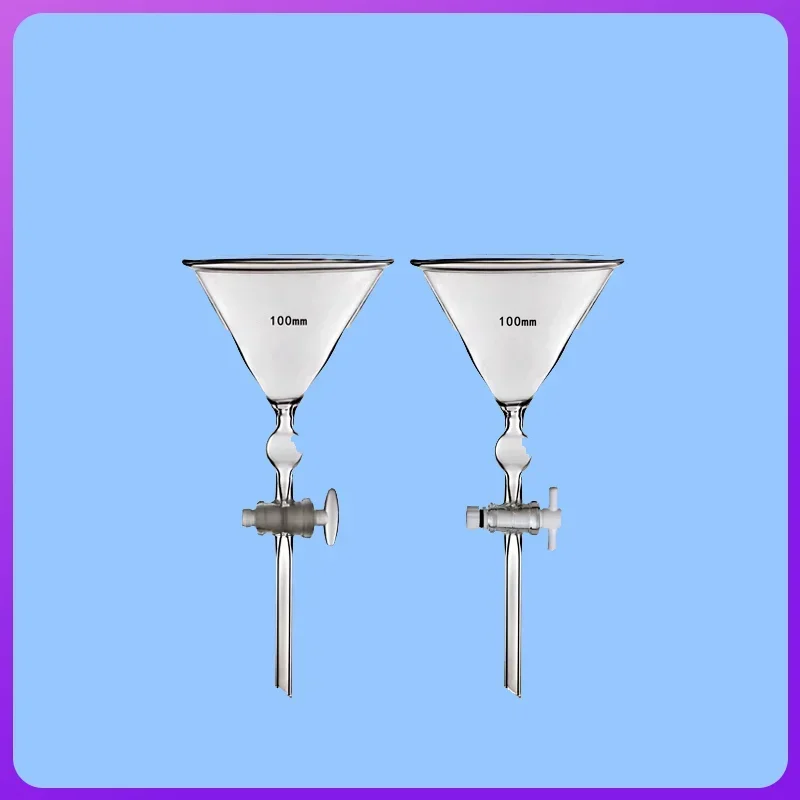 1Pcs 90mm/100mm  Laboratory Glass Funnel Fine Sand Separating Funnel with Glass piston