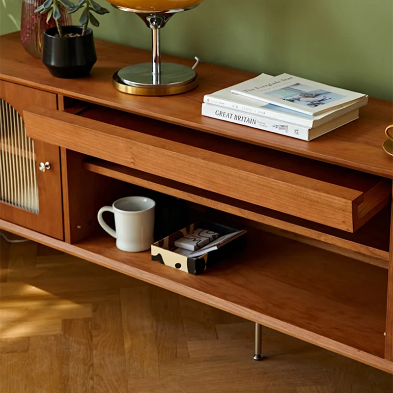 Vintage madeira em pé TV Stand, mesa de luxo nórdico, mesa grande armário, TV móvel, mobília da sala, gaveta de madeira