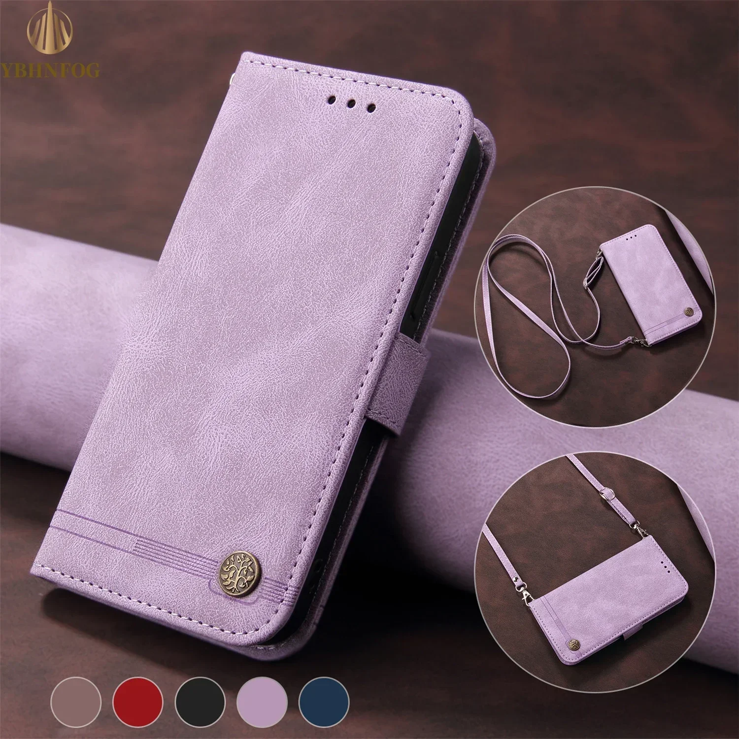 Magnetic Flip Leather Wallet Case for Samsung S/M Series S26/S25/S24/S23/S22/S21 Ultra/Edge/Plus/FE Stand Premium 3D Tree Logo
