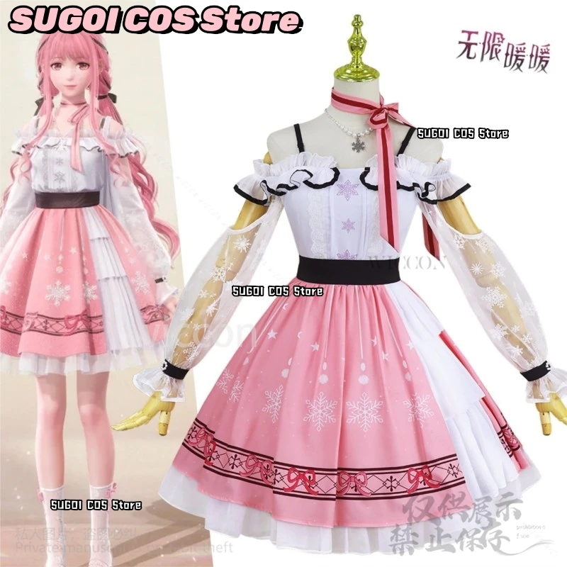 Anime Game Infinity Nikki Cosplay Pink Cute Costume Dress Lolita Uniform Wigs For Girls Woman Halloween Christmas Customized