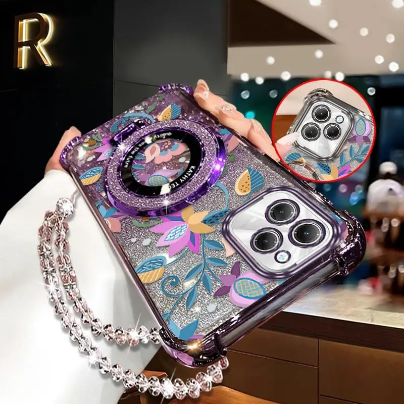 เคสโทรศัพท์แบบมีที่ใส่กำไลข้อมือลายดอกไม้หลากสี Hot40Pro สำหรับ Infinix Hot 50i 40 30i 10S 30Play 30 10Play Spark 20Pro