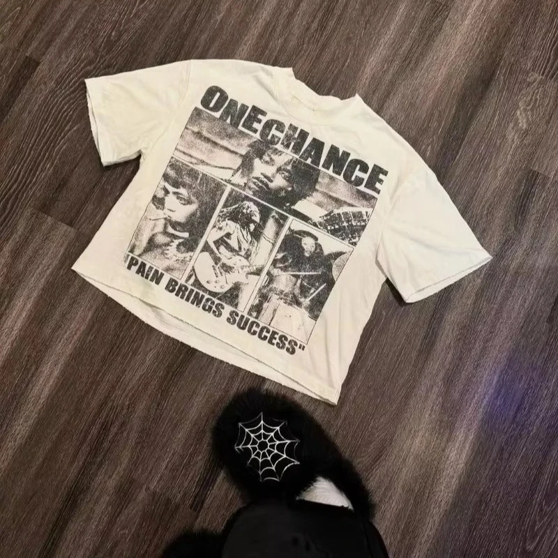Y2K-T-Shirt für Herren mit Grafikdruck für Straßenbasketball, kurzärmeliges Baumwoll-T-Shirt. Ganzjahres-Streetwear aus Baumwolle