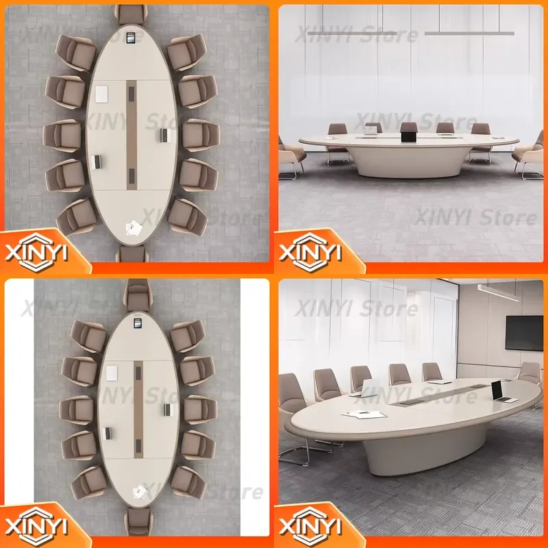 High-End Lacquered Conference Table for Modern Office Furniture Oval Meeting Desk for Executive Office Luxury Workstation