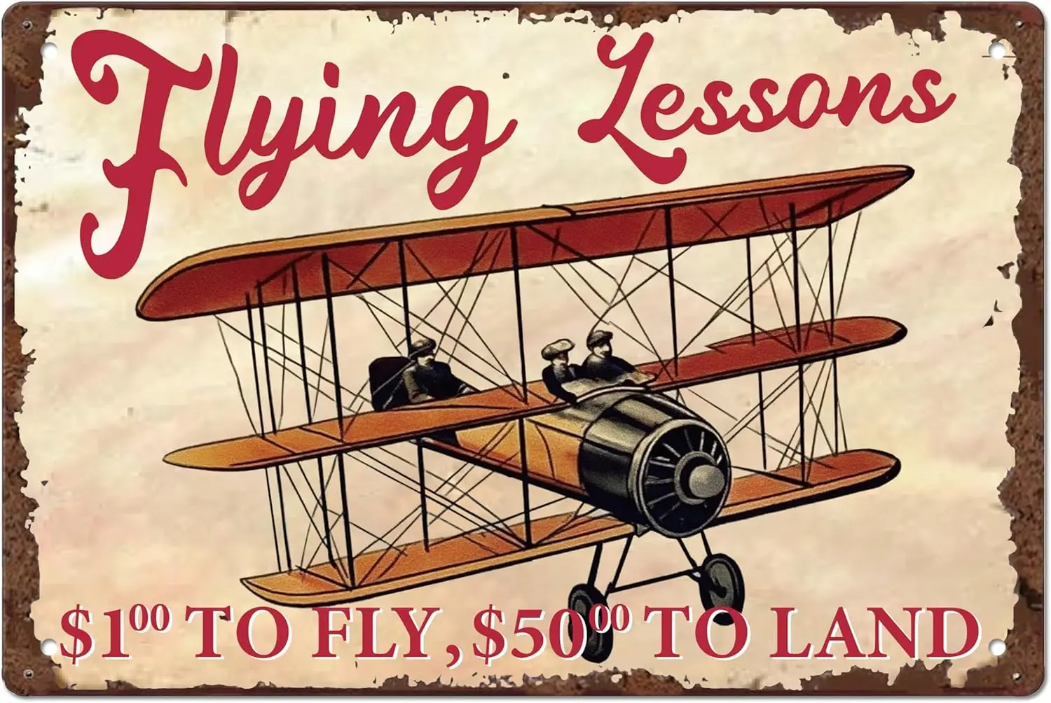 FREEBLOSS Flying Lessons Vintage Metal Sign Aviation Airplane Retro Funny Signs Decor