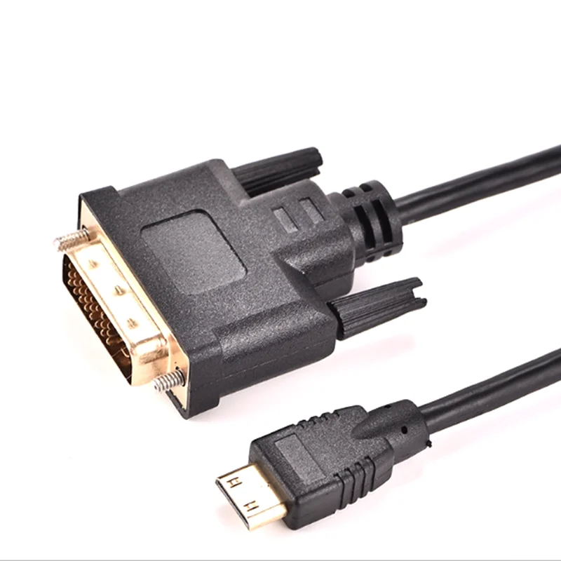 1M/1.8M Mini HDTV Mini HDMI-Compatible HD to DVI-D 24+1-pin Adapter Cable 3D 1080p for LCD DVD HDTV XBOX PS3 monitor TV