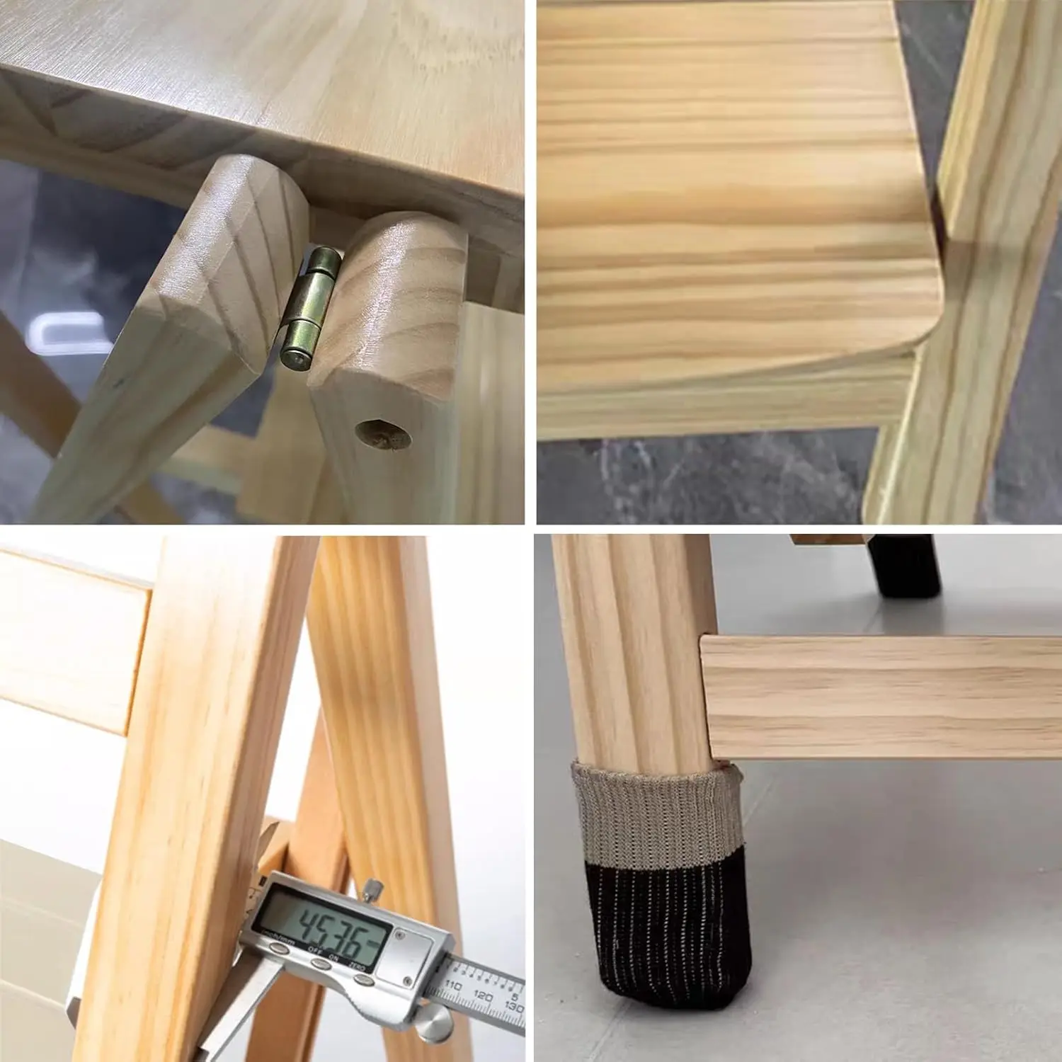 Folding Kitchen Stool, 3 Step Multifunction Portable Adults Solid Wood Ladder Stool For Household Bathroom Storage Shelf