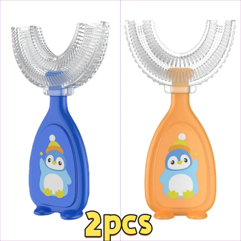 2PCS Silicone Portable U-Shaped Double-Sided Toothbrush Newborn Baby Reusable Training Brushes Sensory All Rounded Gadget