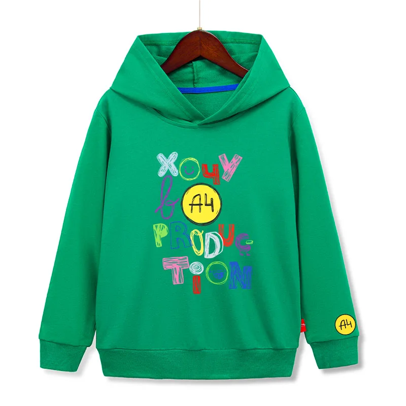 Merch A4 Худи Хочу в graffiti Kids Hooded Sweatshirt Boy Girl Pullover Hoodie with Graphic Design, Summer Cotton Streetwear Coat
