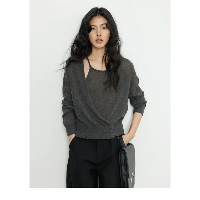

Solid Color Button Sweater Casual Fashion Women's Long Sleeve Loose Top