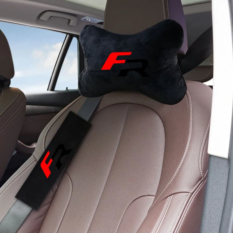 Car Headrest Neck Pillows Seat Belt Shoulder Protector Pads Auto Accessories For Seat FR Leon Ibiza Ateca Altea Cupra Formentor