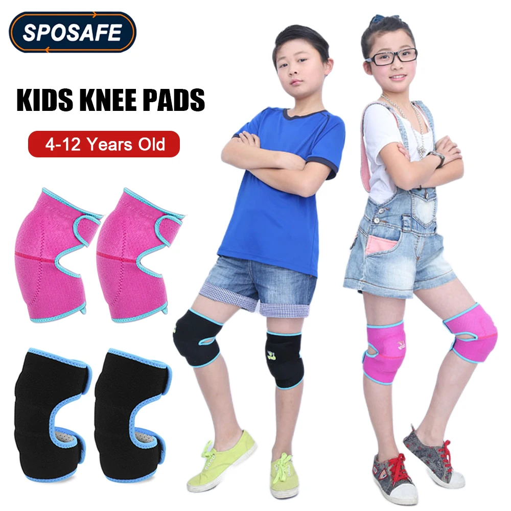 2Pcs Adjustable Kids Knee Pads Anti-collisive Sponge Knee Cover Protector for Sports Basketball Football Cycling Skating Dance