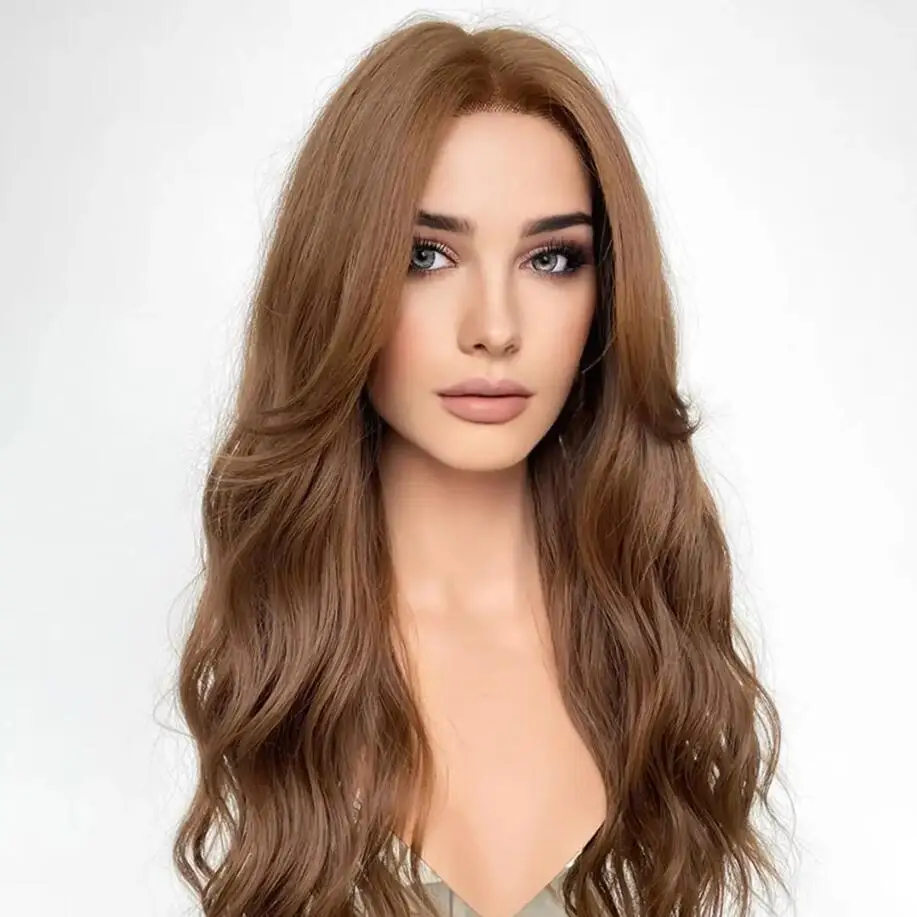 Long Soft Brown Blonde 30'' Natural Body Wave 5x5 Silk Base Jewish Human Hair Wig Baby Hair HD Lace European Hair Preplucked