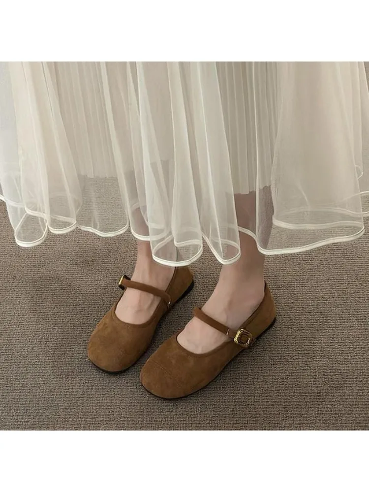 Nouvelles ballerines pour femmes, chaussures plates d'été, mocassins à bouche peu profonde, chaussures habillées de luxe pour femmes, bout rond, boucle, chaussures Zapatos De Mujer