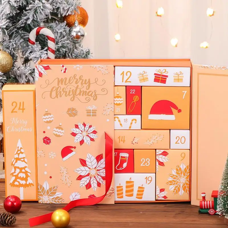 Christmas Countdown Box Holiday Craft Wrap 24 Days Countdown Calendar Empty Advent Calendar to Fill Holiday Decorative Toy