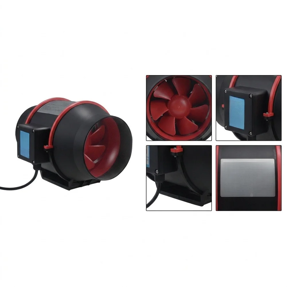4 Inch Circular Duct Fan for Exhaust Ventilation in Bathroom Kitchen Basement Range Hood Plastic Fan Black Red Color