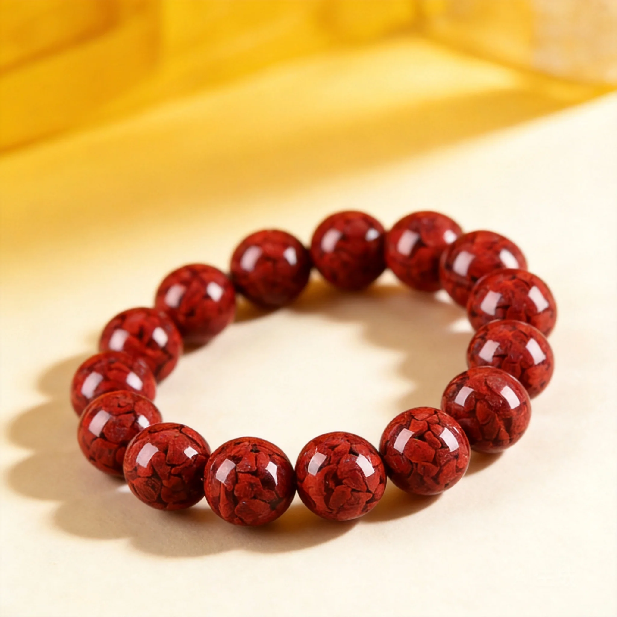 

Unisex Cinnabar Beaded Bracelet For Spiritual Protection Meditation 2026 High Content Natural Raw Ore Translucent Pressed Cinnab