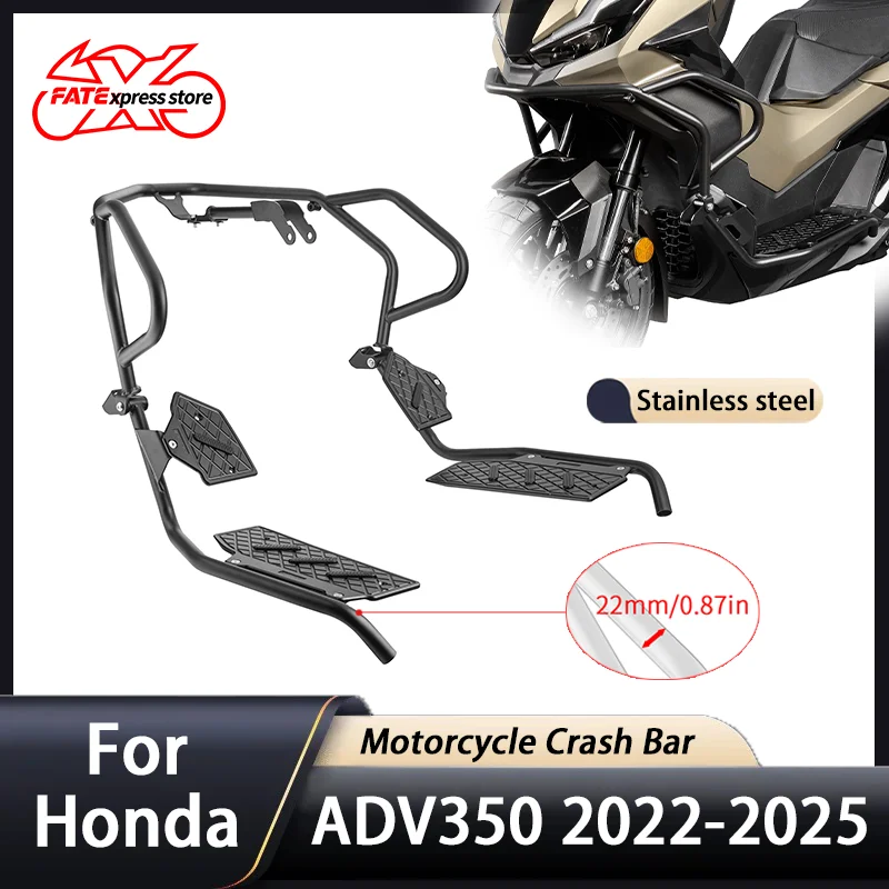 

For Honda ADV350 ADV 350 Crash Bar Engine Guard Motorcycle Accessories Pedals Foot Pegs Footrests Footboard 2022-2025 2023 2024