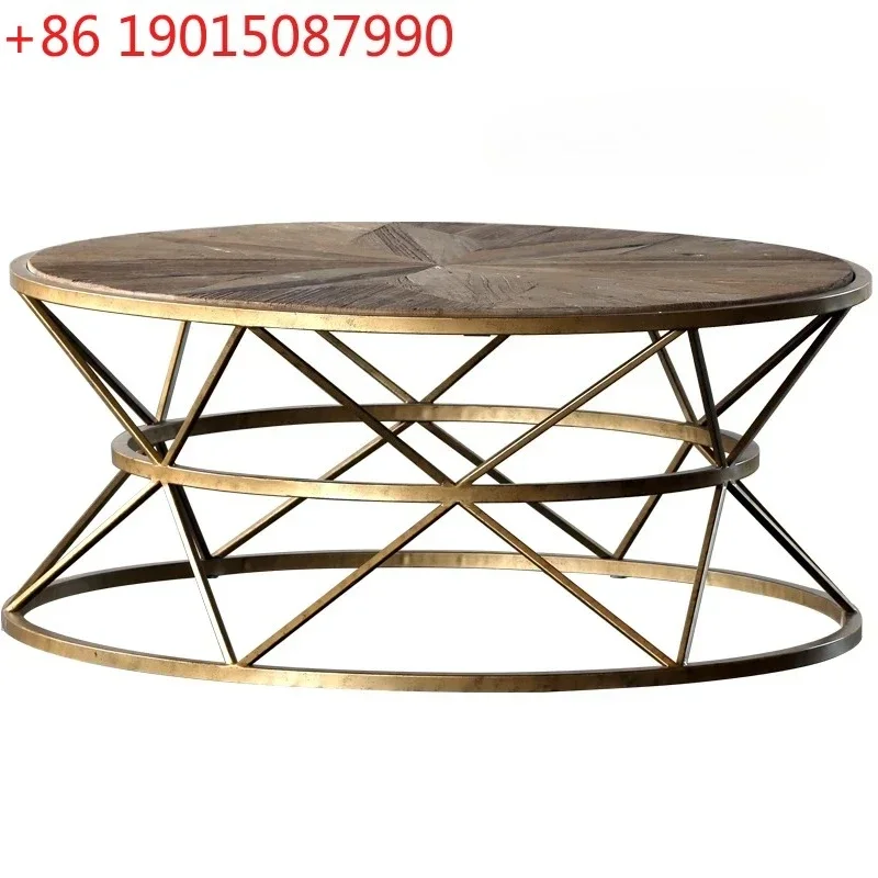 

Кофейный столик в скандинавском стиле из массива дерева и металла, круглый, для дивана, в стиле легкой роскоши