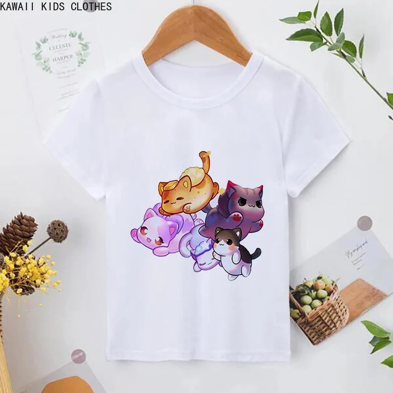 New Funny Aphmau T-shirt Kawaii Aphmau T-shirts Print Princess Children\'s Clothing Cartoon Anime Boys Girls Shirt Cat Print Tops