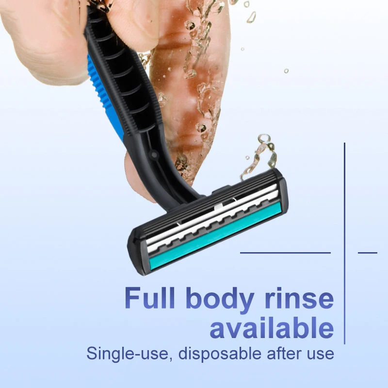 Disposable Shaver 2 Layer Blade Washable Manual Safety Razor with Lubrication Strip for Men Home Travel Shaving Machine