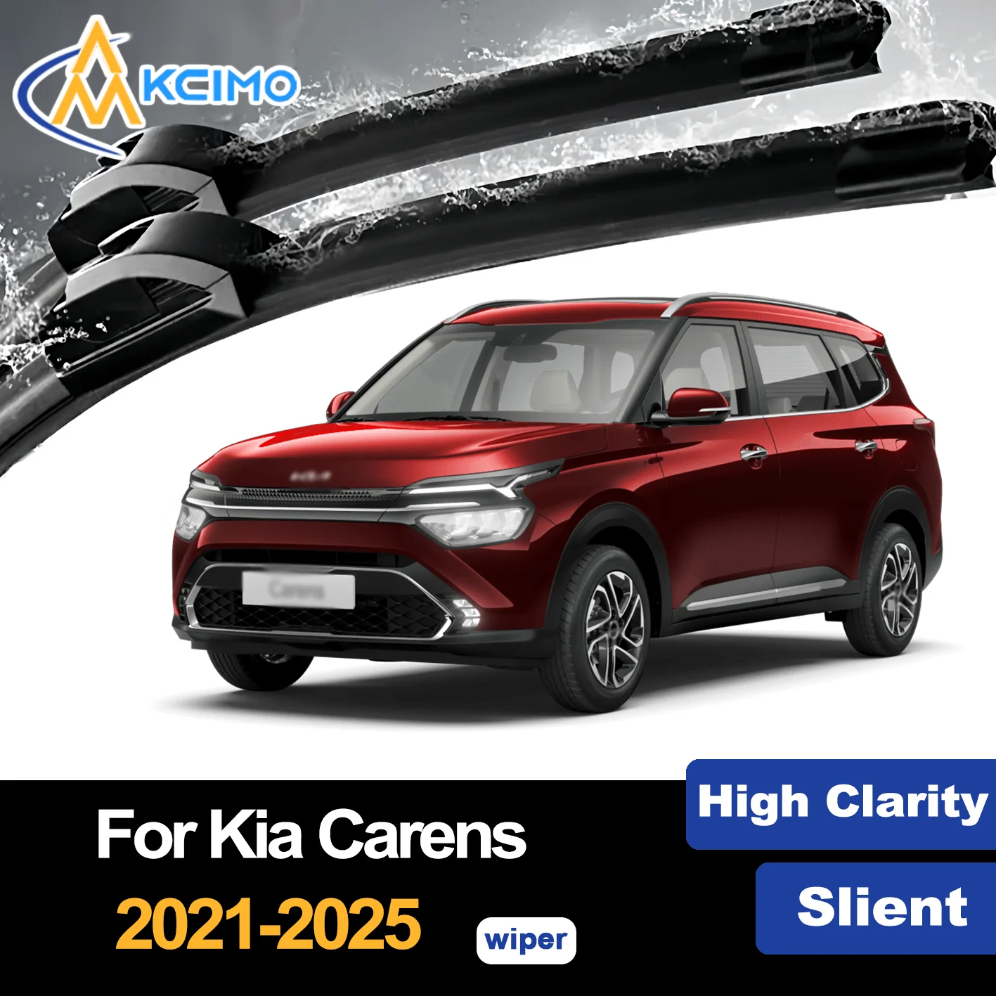

Front Wiper Blades for Kia Carens KY 2021-2025 2022 2023 2024 Premium Black Car Windscreen Windshield Window Wiper Accessories