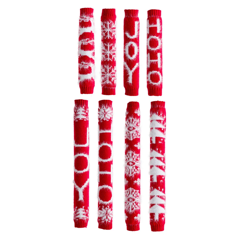 

8Pcs Xmas Knitted Fridge Handle Covers Red Decorative Protective Refrigerator Oven Microwave Kitchen Accessories Festival Gloves