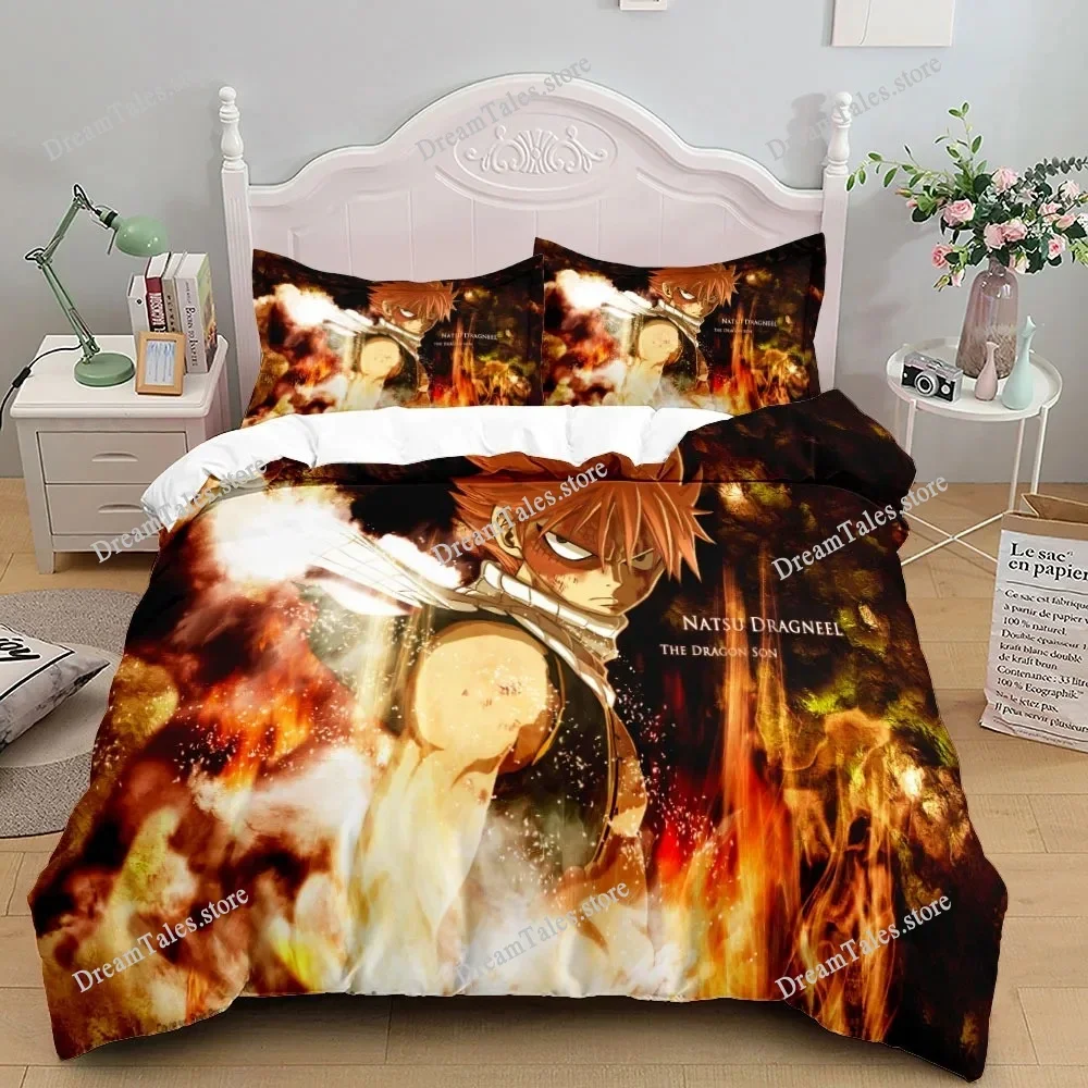 

Anime Fairy Tail Bedding Set Lucy Gray Duvet Cover Set with Pillowcase 3d Printed Quilt Covers Single Double Queen King