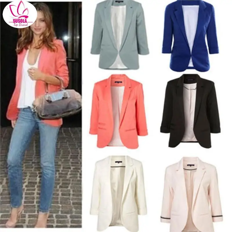 SUSOLA Lady Candy Color Seven-point Sleeves Small Suit Commuter Models Slim Women Blazers